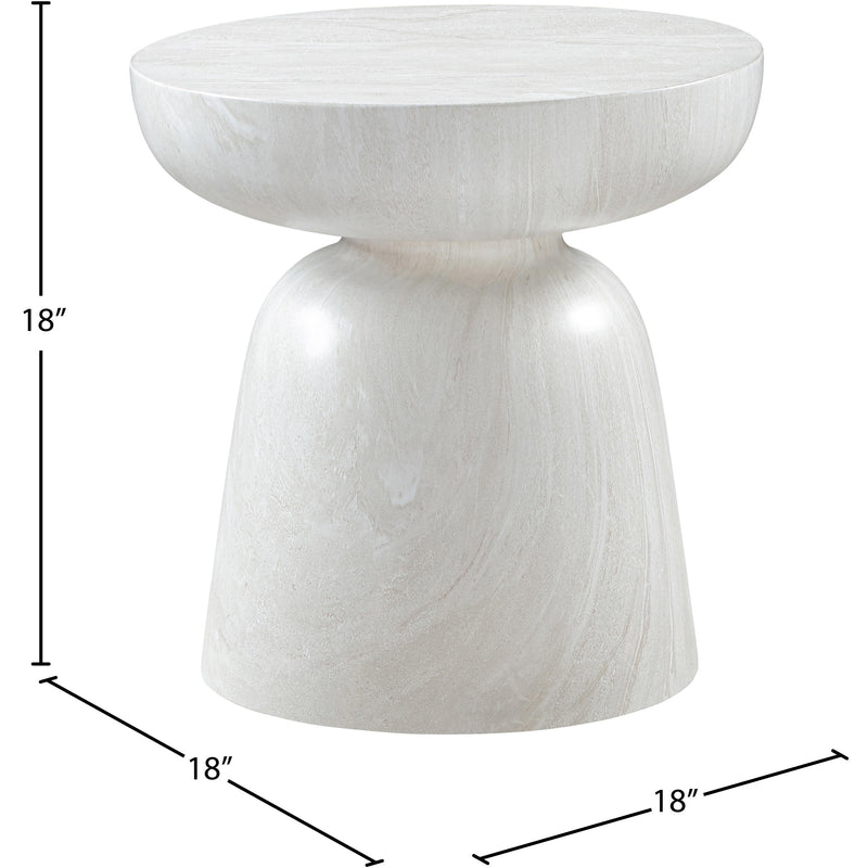 Meridian Avellino White Marble Finish Concrete End Table IMAGE 6