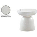 Meridian Avellino White Marble Finish Concrete End Table IMAGE 7