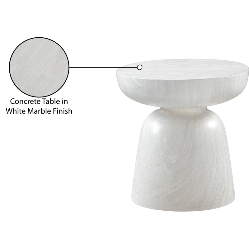 Meridian Avellino White Marble Finish Concrete End Table IMAGE 7