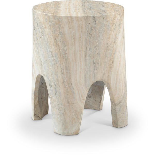 Meridian Foligno Travertine Travertine Finish Concrete End Table IMAGE 1