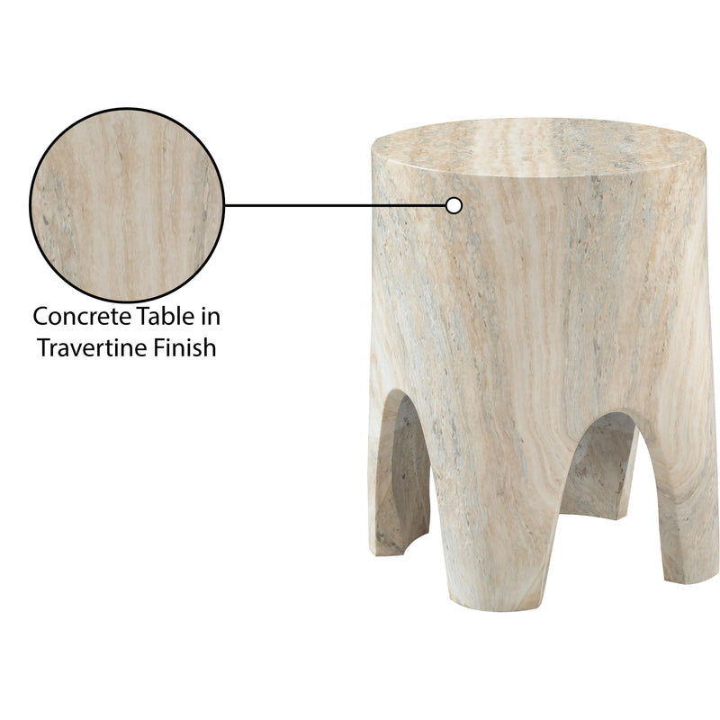Meridian Foligno Travertine Travertine Finish Concrete End Table IMAGE 8