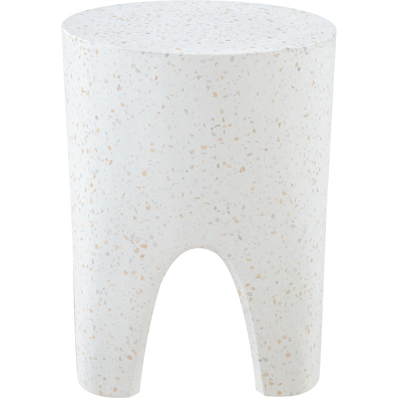 Meridian Foligno White Marble Finish Concrete End Table IMAGE 5