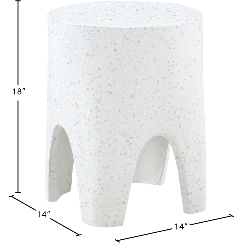 Meridian Foligno White Marble Finish Concrete End Table IMAGE 7