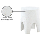 Meridian Foligno White Marble Finish Concrete End Table IMAGE 8