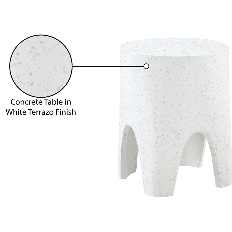 Meridian Foligno White Marble Finish Concrete End Table IMAGE 8