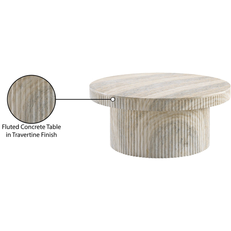 Meridian Legatto Travertine Travertine Finish Concrete Coffee Table IMAGE 8