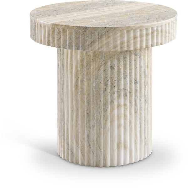 Meridian Legatto Travertine Travertine Finish Concrete End Table IMAGE 1