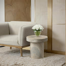 Meridian Legatto Travertine Travertine Finish Concrete End Table IMAGE 2