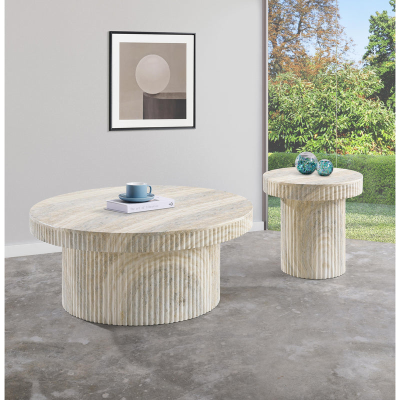 Meridian Legatto Travertine Travertine Finish Concrete End Table IMAGE 9