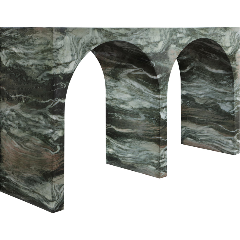 Meridian Faenza Green Marble Finish Console Table IMAGE 4