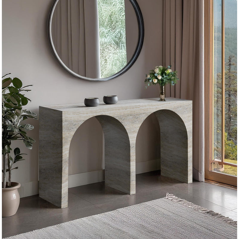 Meridian Faenza Travertine Travertine Finish Console Table IMAGE 2