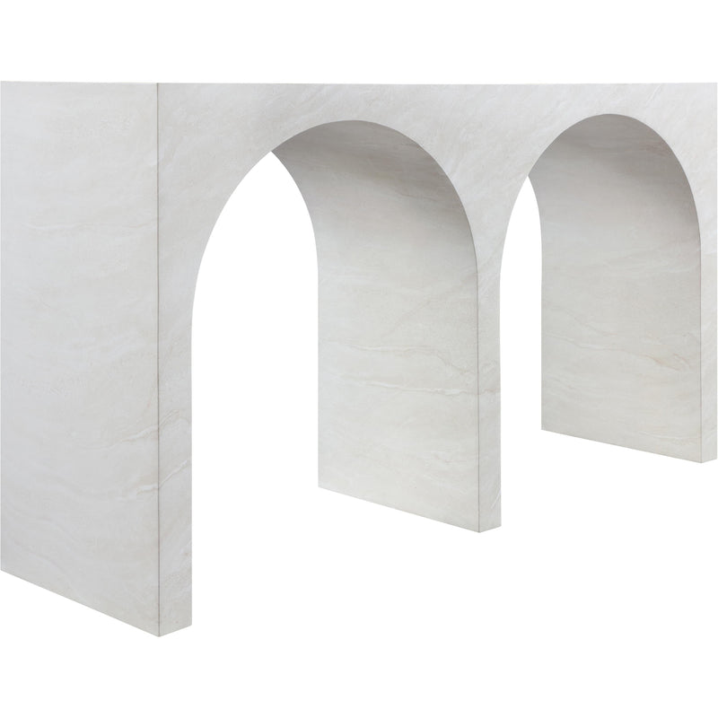 Meridian Faenza White Marble Finish Console Table IMAGE 4