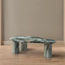 Meridian Sassari Green Marble Finish Concrete Coffee Table IMAGE 3