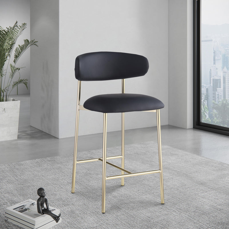 Meridian Lupita Black Vegan Leather Counter Stool IMAGE 2
