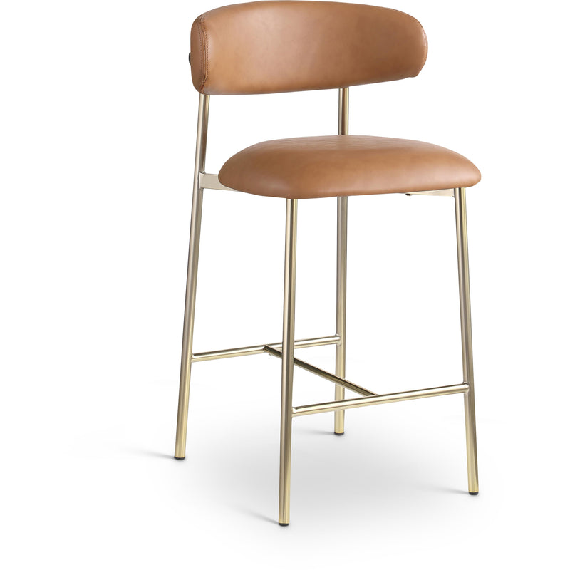 Meridian Lupita Cognac Vegan Leather Counter Stool IMAGE 1