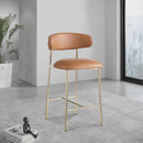 Meridian Lupita Cognac Vegan Leather Counter Stool IMAGE 2