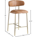 Meridian Lupita Cognac Vegan Leather Counter Stool IMAGE 8
