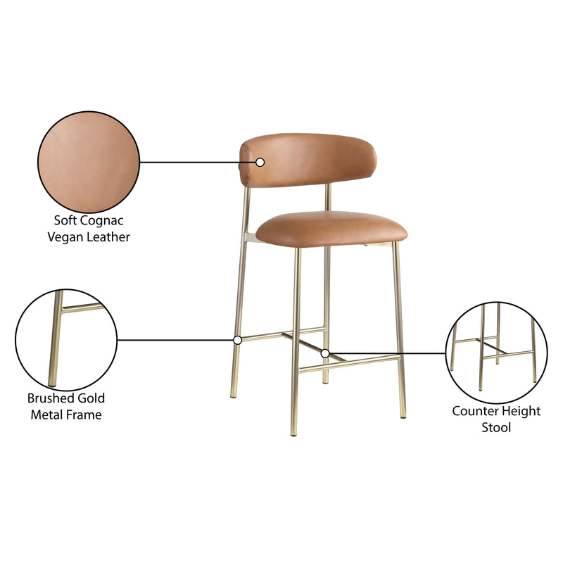 Meridian Lupita Cognac Vegan Leather Counter Stool IMAGE 9