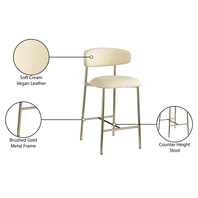 Meridian Lupita Cream Vegan Leather Counter Stool IMAGE 9