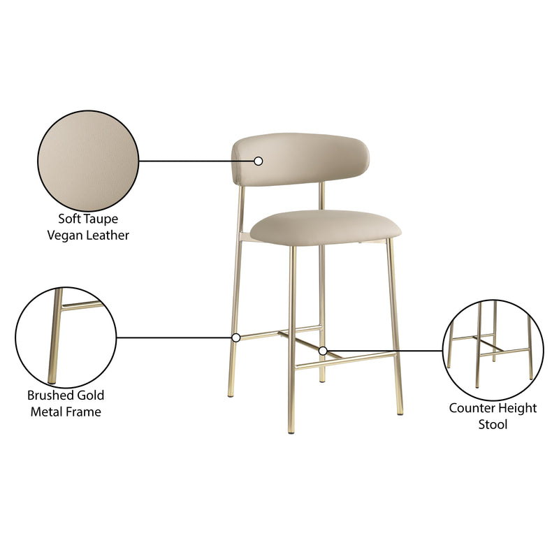 Meridian Lupita Taupe Vegan Leather Counter Stool IMAGE 9