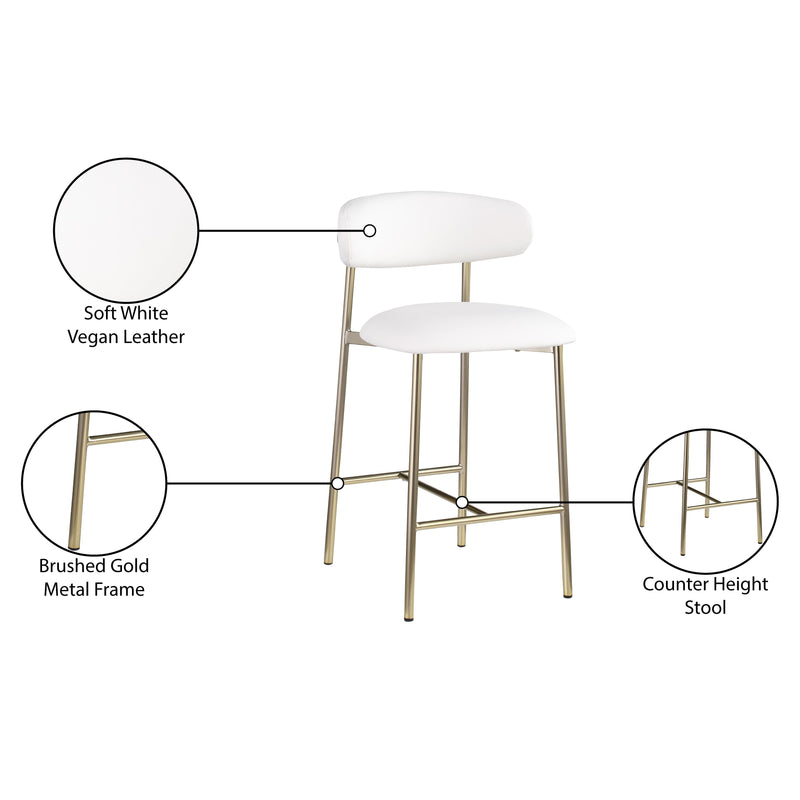 Meridian Lupita White Vegan Leather Counter Stool IMAGE 9