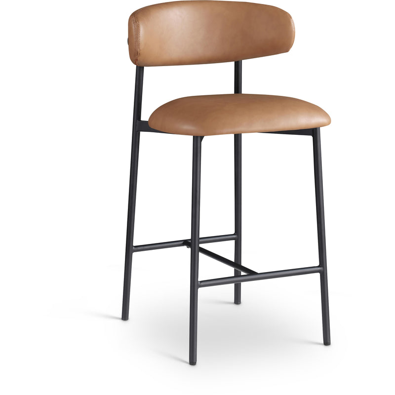 Meridian Lupita Cognac Vegan Leather Counter Stool IMAGE 1