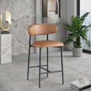 Meridian Lupita Cognac Vegan Leather Counter Stool IMAGE 2