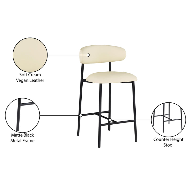 Meridian Lupita Cream Vegan Leather Counter Stool IMAGE 9