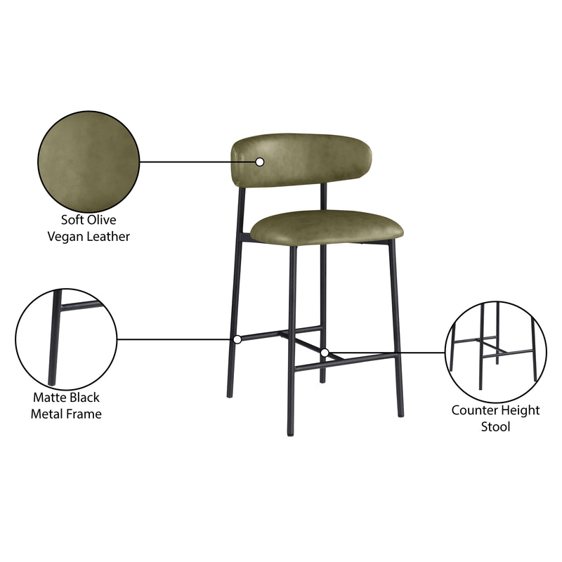 Meridian Lupita Olive Vegan Leather Counter Stool IMAGE 9