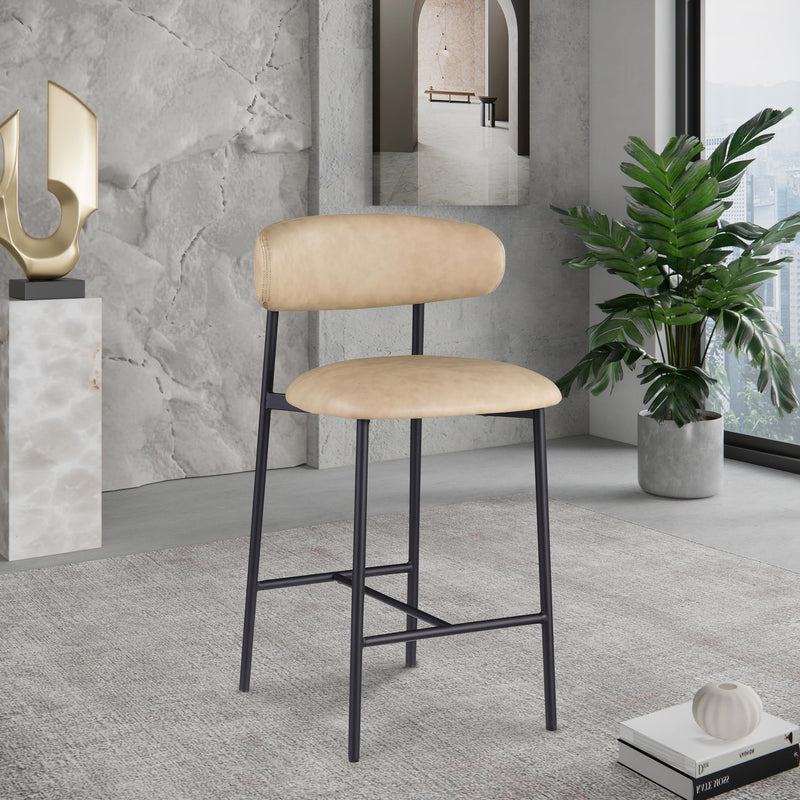 Meridian Lupita Tan Vegan Leather Counter Stool IMAGE 2