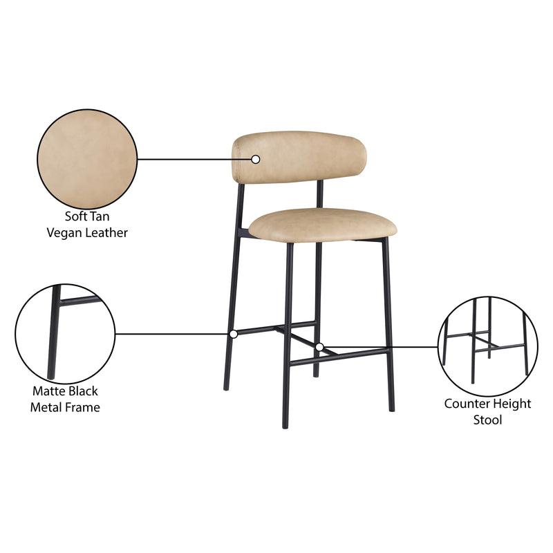 Meridian Lupita Tan Vegan Leather Counter Stool IMAGE 9