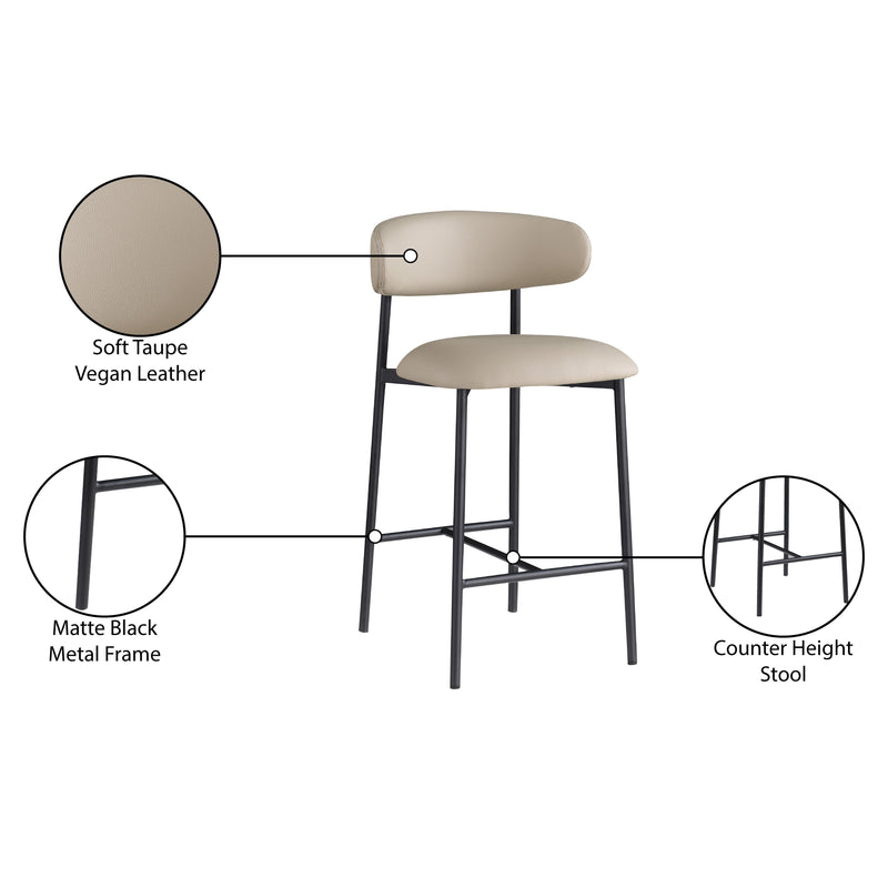 Meridian Lupita Taupe Vegan Leather Counter Stool IMAGE 9