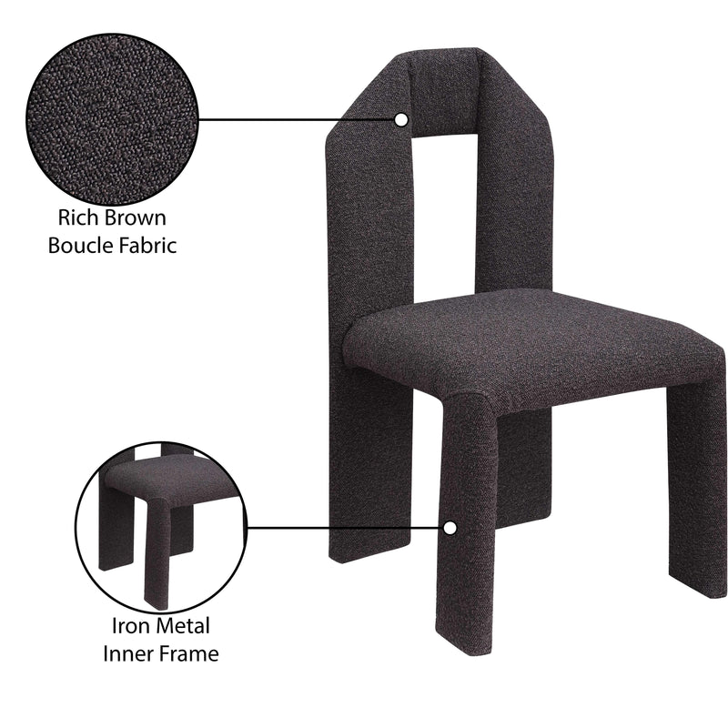 Meridian Bennett Brown Boucle Fabric Dining Chair IMAGE 9