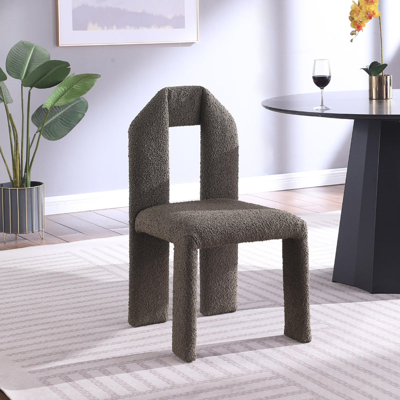 Meridian Bennett Olive Boucle Fabric Dining Chair IMAGE 2
