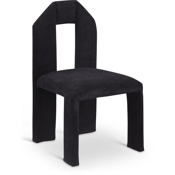Meridian Bennett Black Chenille Fabric Dining Chair IMAGE 1