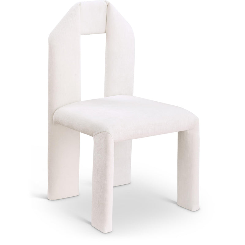 Meridian Bennett Cream Chenille Fabric Dining Chair IMAGE 1