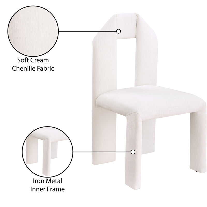 Meridian Bennett Cream Chenille Fabric Dining Chair IMAGE 9