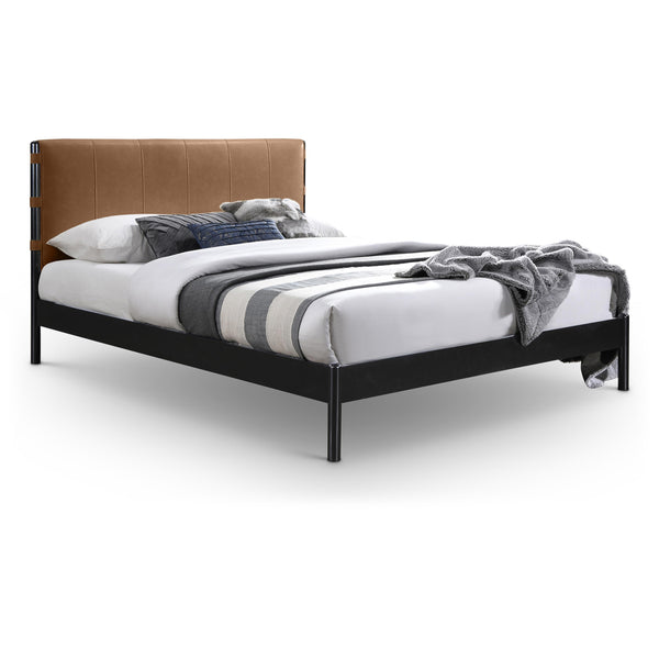 Meridian Abigail Cognac Vegan Leather Queen Bed (3 Boxes) IMAGE 1