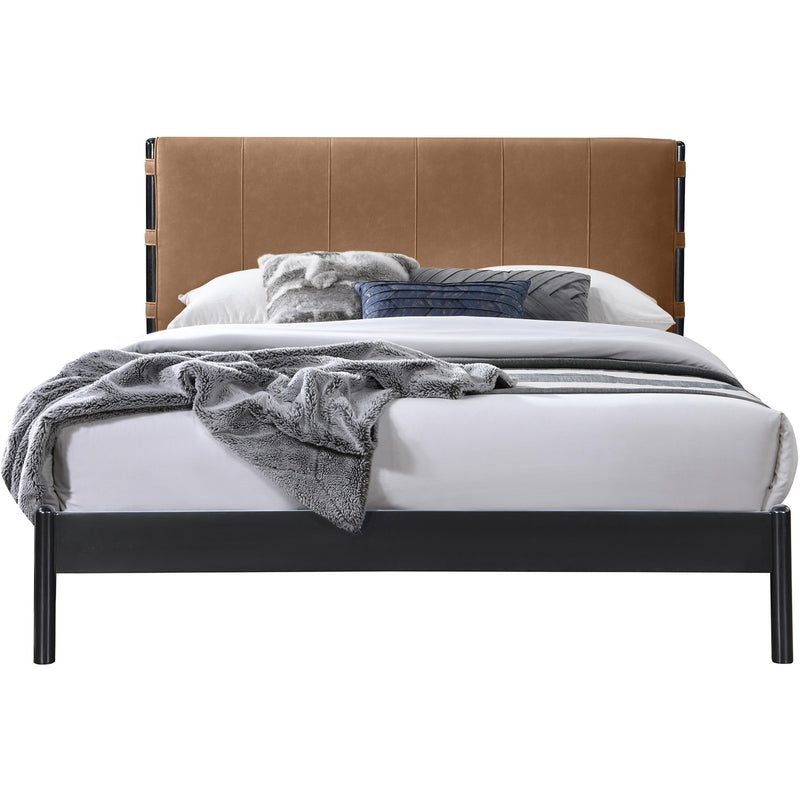 Meridian Abigail Cognac Vegan Leather Queen Bed (3 Boxes) IMAGE 3