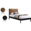 Meridian Abigail Cognac Vegan Leather Twin Bed (3 Boxes) IMAGE 8