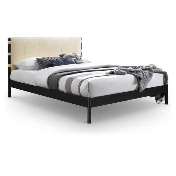 Meridian Abigail Cream Vegan Leather Full Bed (3 Boxes) IMAGE 1