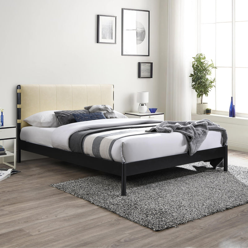 Meridian Abigail Cream Vegan Leather Full Bed (3 Boxes) IMAGE 2