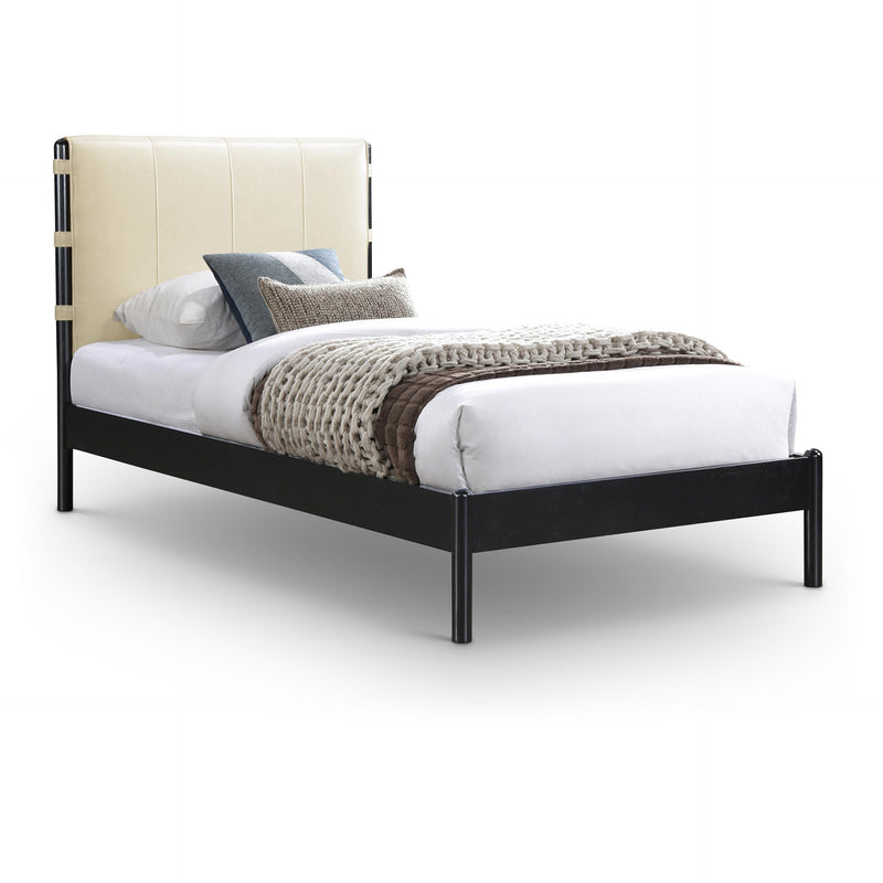 Meridian Abigail Cream Vegan Leather Twin Bed (3 Boxes) IMAGE 1
