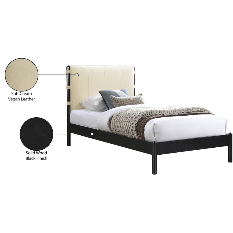 Meridian Abigail Cream Vegan Leather Twin Bed (3 Boxes) IMAGE 8