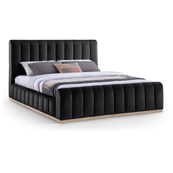 Meridian Amara Black Velvet King Bed IMAGE 1