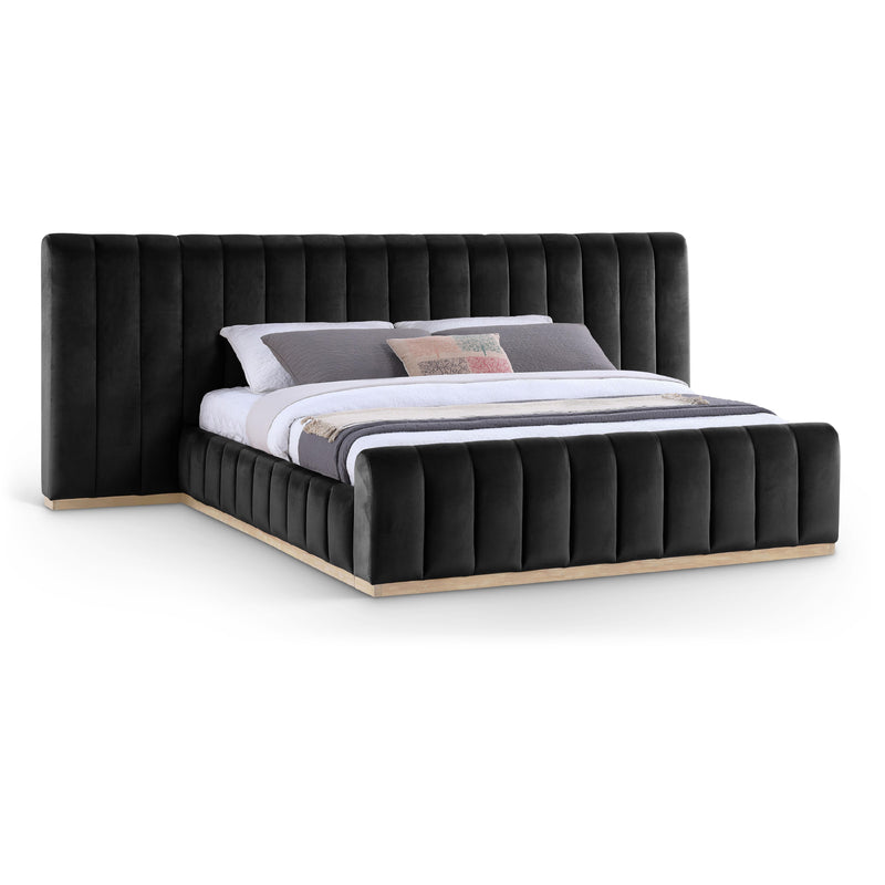 Meridian Amara Black Velvet King Bed IMAGE 1