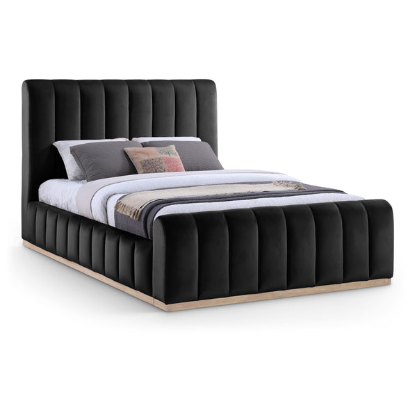 Meridian Amara Black Velvet Queen Bed IMAGE 1