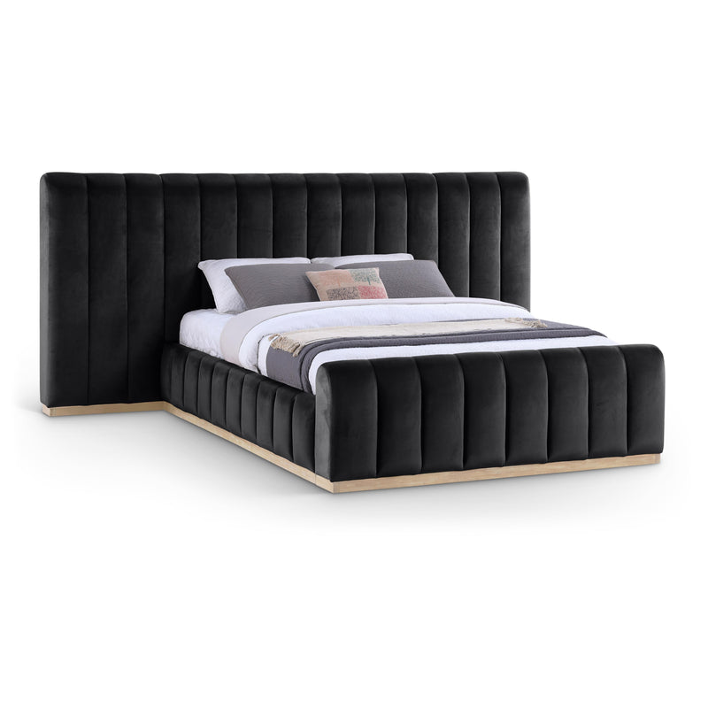 Meridian Amara Black Velvet Queen Bed IMAGE 1