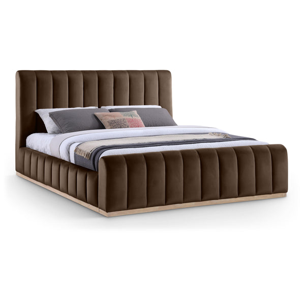 Meridian Amara Brown Velvet King Bed IMAGE 1
