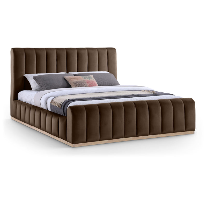 Meridian Amara Brown Velvet King Bed IMAGE 1